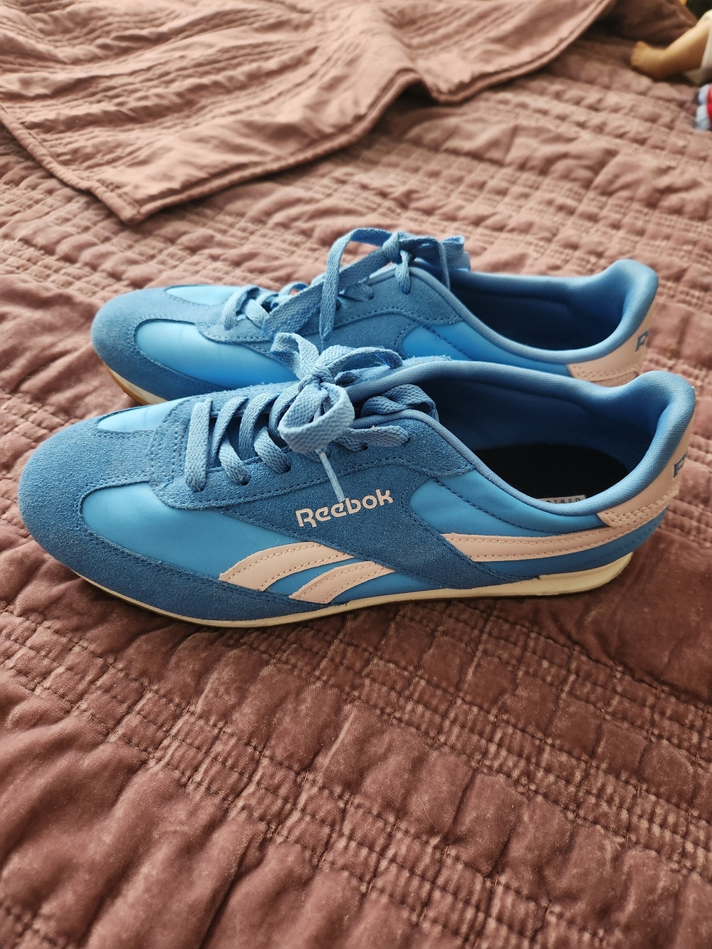 Reebok Blue Sneakers with Light Pink Accents